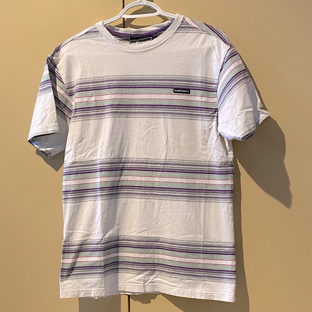 Y2K The Hundreds White and Purple Striped Tee EUC